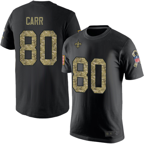 Men New Orleans Saints Black Camo Austin Carr Salute to Service NFL Football #80 T Shirt
